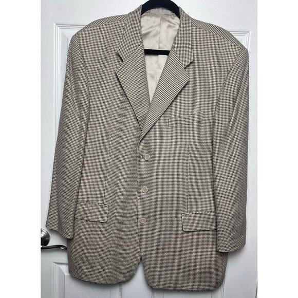 Tallia Uomo Men's Wool Suit Jacket Tan 3 Button Blazer READ DESCRIPTION - Picture 1 of 11